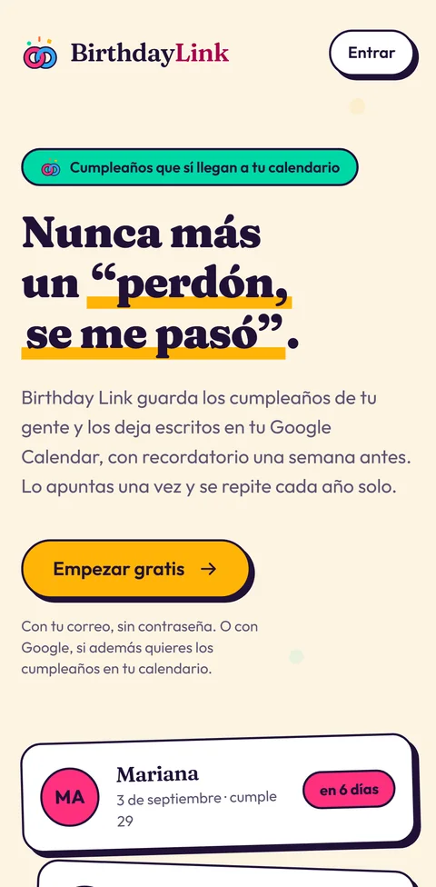 Birthday Link en Android