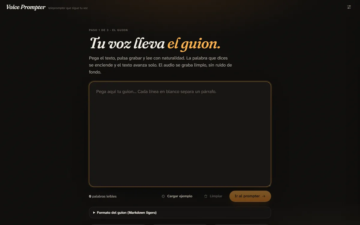 Captura de pantalla de Voice Prompter